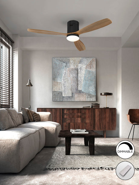 Ventilador de techo Schuller Siroco LED negro y nogal madera CCT regulable Ø132cm 329514D - vista alternativa