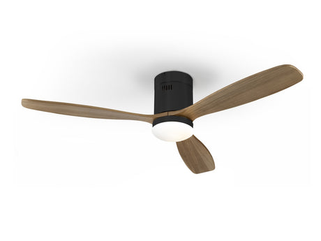 Ventilador de techo Schuller Siroco LED negro y nogal madera CCT regulable Ø132cm 329514D ambiente