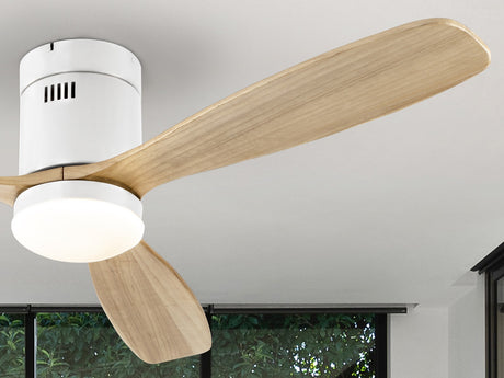 Ventilador de techo Schuller Siroco LED blanco y madera CCT regulable Ø132cm 329576D vista 2