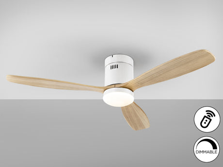 Ventilador de techo Schuller Siroco LED blanco y madera CCT regulable Ø132cm 329576D vista 3