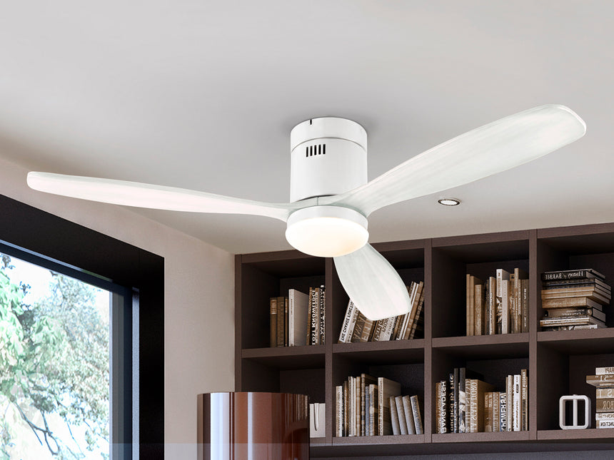 Ventilador de techo Schuller Siroco LED blanco madera CCT regulable Ø132cm 329583D - vista alternativa
