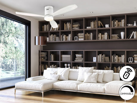 Ventilador de techo Schuller Siroco LED blanco madera CCT regulable Ø132cm 329583D vista 1