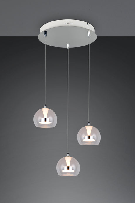 Lámpara de techo colgante Trio Flynt LED cromo 150cm 331630306