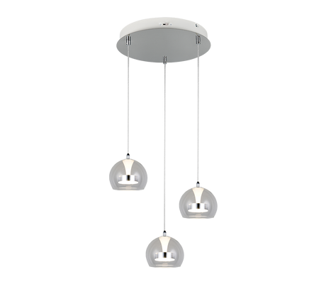Lámpara de techo colgante Trio Flynt LED cromo 150cm 331630306