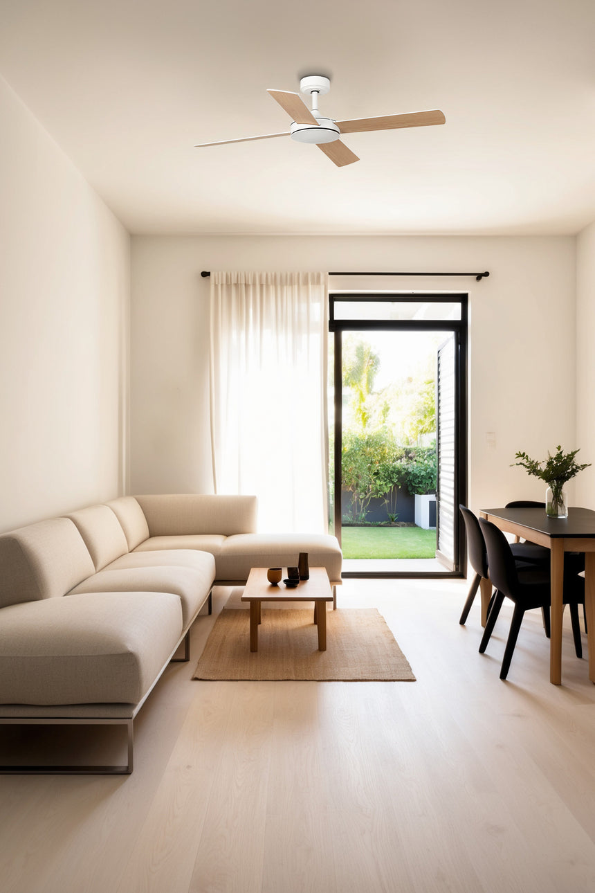 Ventilador de techo sin luz Faro Mallorca motor DC blanco mate Ø132cm 4 palas 33350DCWT