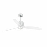 Faro Deco Fan Ventilador sin luz cuerpo acero, cristal difusor cristal