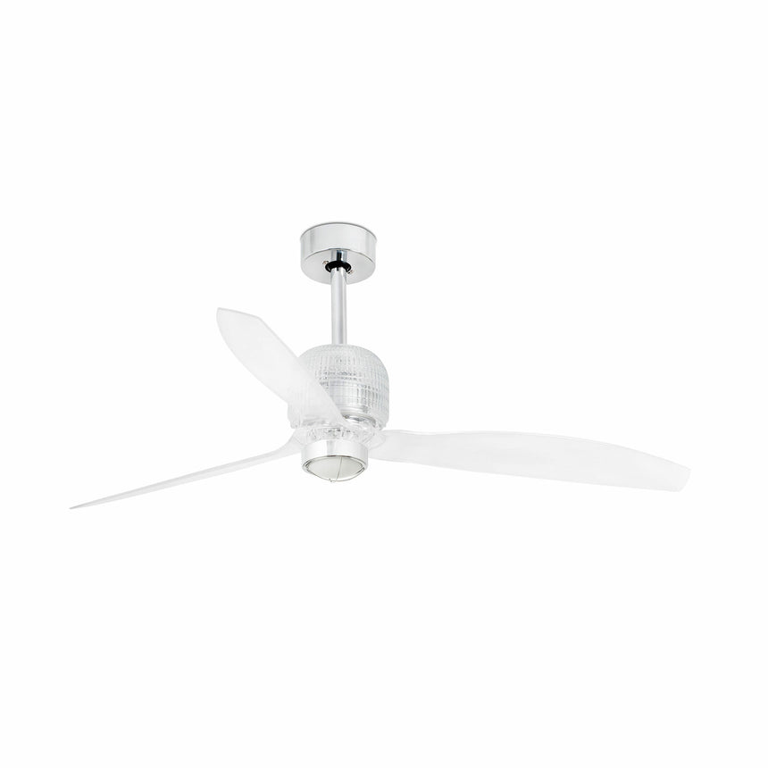 Faro Deco Fan Ventilador sin luz cuerpo acero, cristal difusor cristal