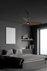 Ventilador de techo con luz Faro Deco Fan M LED nogal 3 palas motor DC 3000K Ø128cm 33395D1N