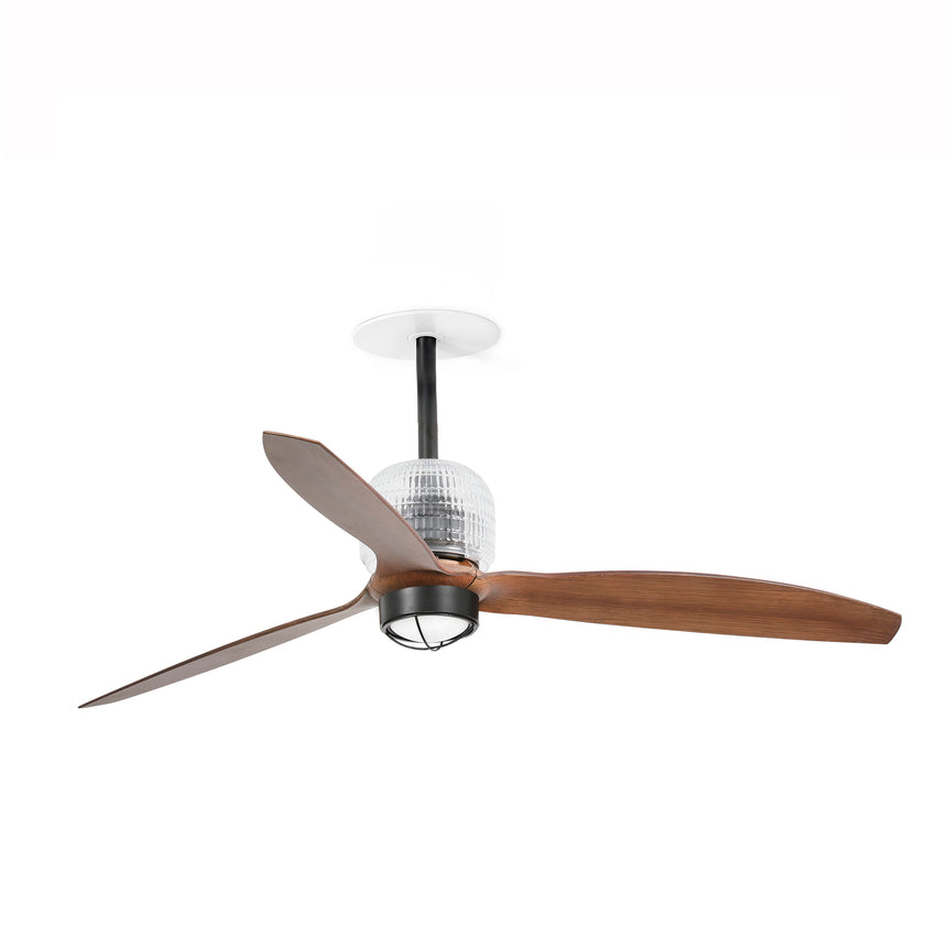 Ventilador de techo con luz Faro Deco Fan Recessed M LED nogal 3 palas motor DC 3000K Ø128cm 33395DR1N