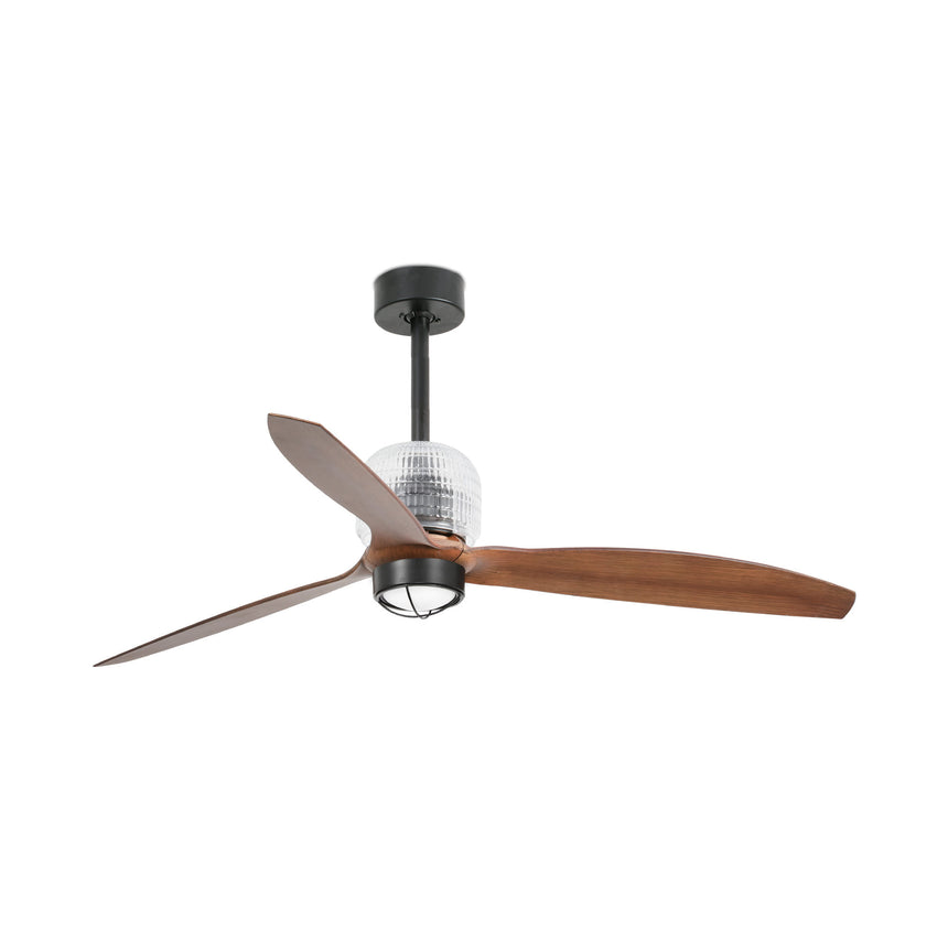 Ventilador de techo con luz Faro Deco Fan M LED nogal 3 palas motor DC 3000K Ø128cm 33395DWT1N