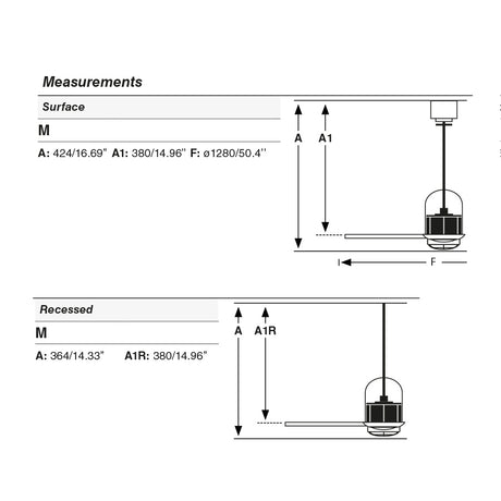 Medidas y dimensiones Faro Deco Fan Recessed M LED nogal 33398DR1N (cm)