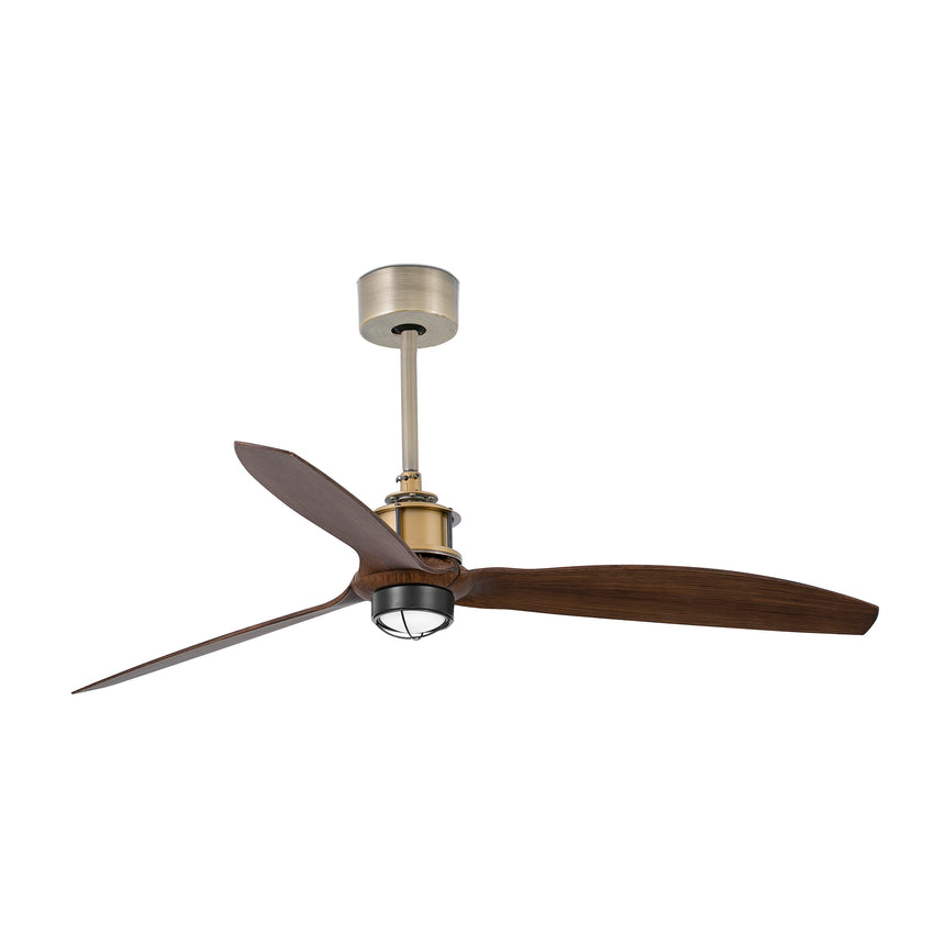 Ventilador de techo con luz Faro Just Fan M LED nogal 3 palas motor DC 3000K Ø128cm 33398WT1N