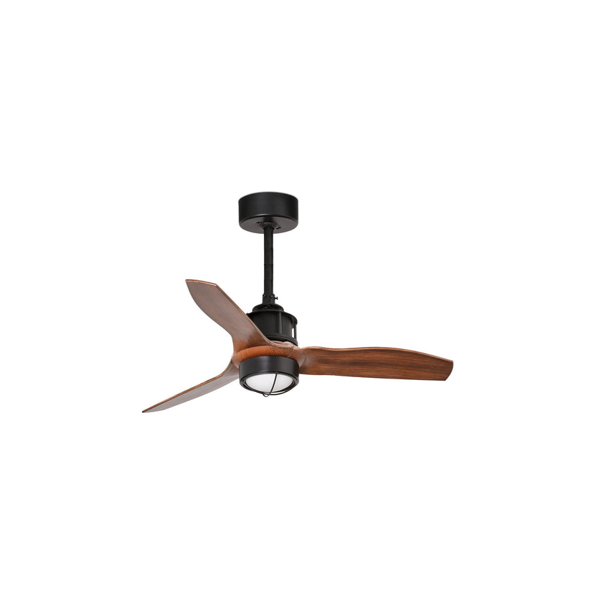 Ventilador de techo con luz Faro Just Fan S LED nogal 3 palas motor DC 3000K Ø81cm 334251N