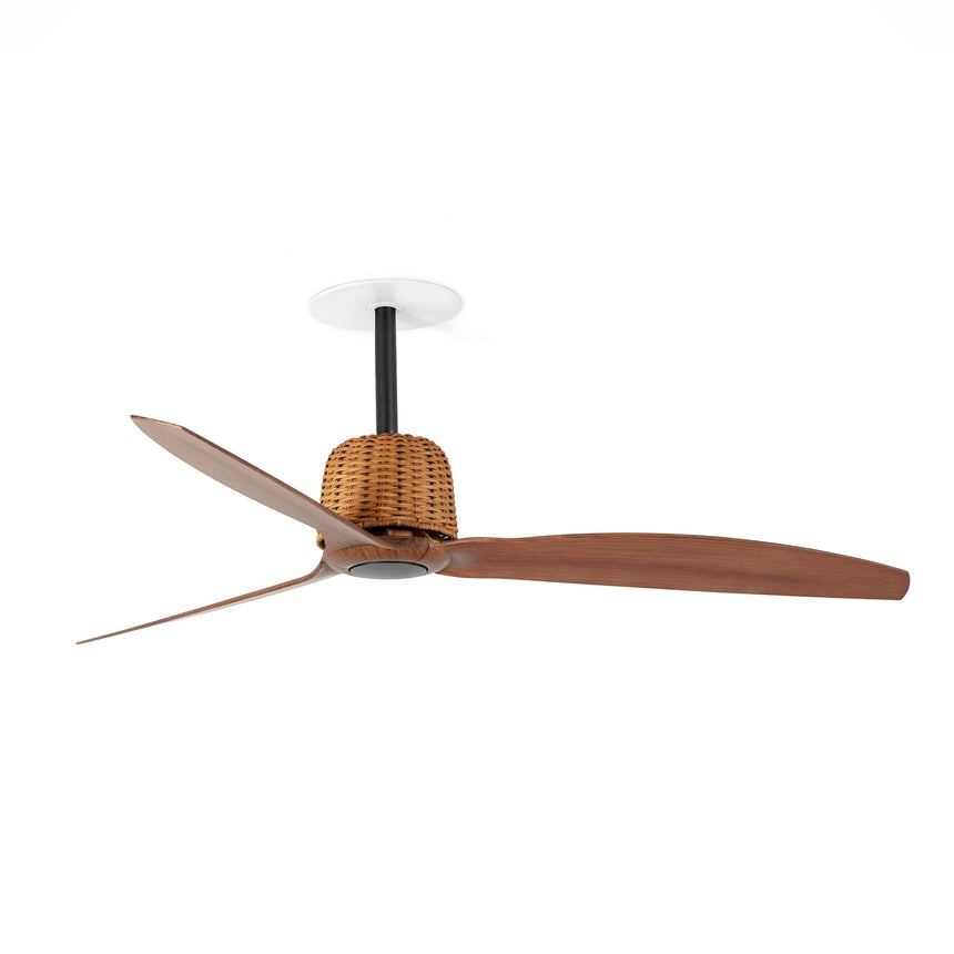 Ventilador de techo Faro Weaver Recessed M nogal 3 palas motor DC Ø128cm 33435R