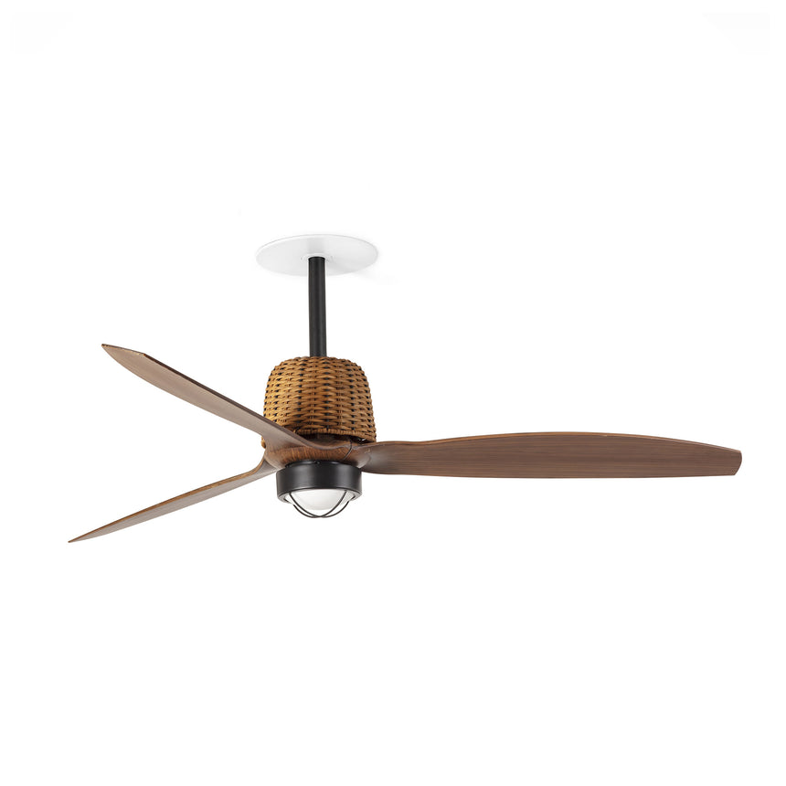 Ventilador de techo con luz Faro Weaver Recessed M LED nogal 3 palas motor DC 3000K Ø128cm 33435R1N