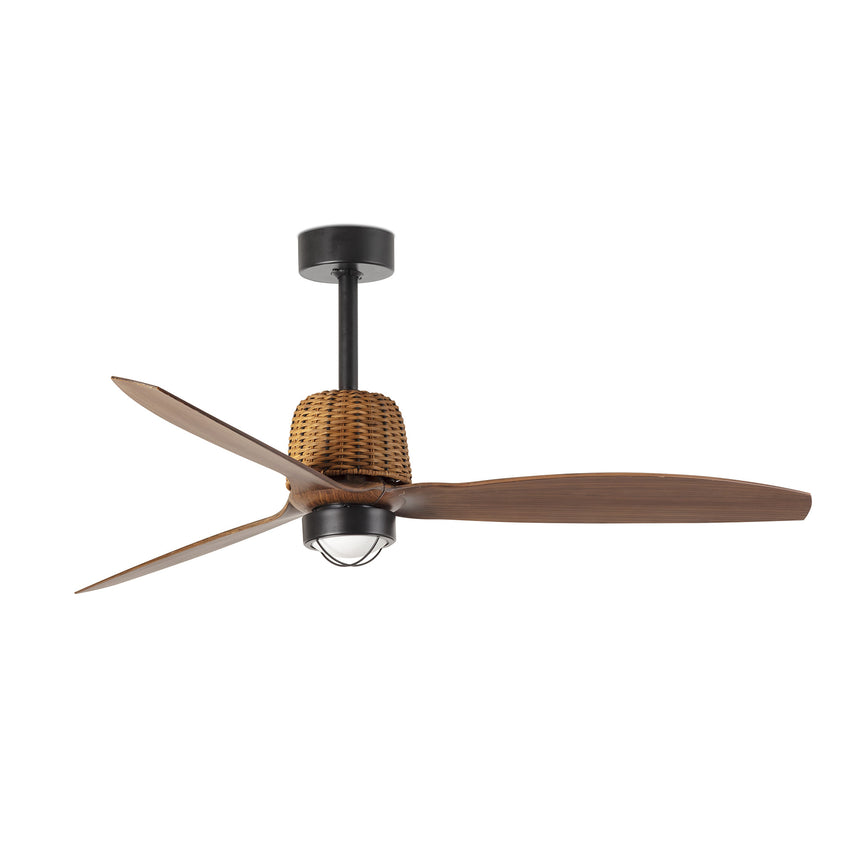 Ventilador de techo con luz Faro Weaver M LED nogal 3 palas motor DC 3000K Ø128cm 33435WT1N