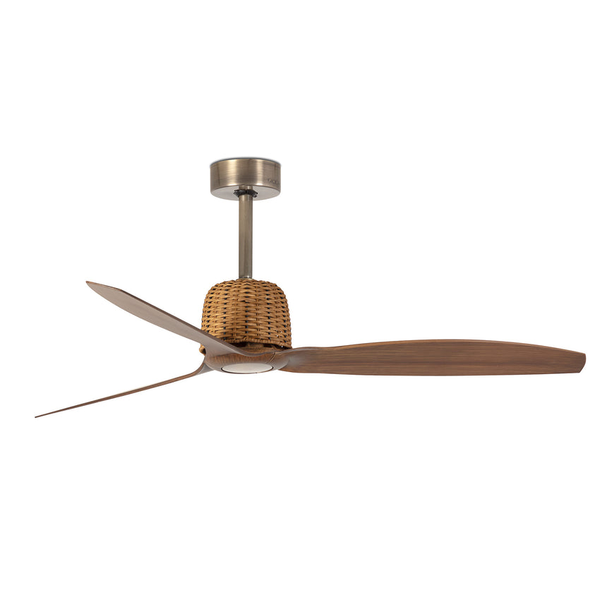 Ventilador de techo Faro Weaver M nogal 3 palas motor DC Ø128cm 33436WT