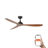 Ventilador de techo sin luz Faro Gotland motor DC palas de madera nogal Ø132cm 3 palas 33447WT