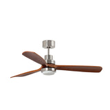 Ventilador de techo con luz Faro Lantau motor DC palas de madera LED nogal 3000K Ø168cm 3 palas 33463DC