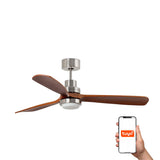 Ventilador de techo con luz Faro Lantau XL LED nogal 3 palas motor DC 3000K Ø168cm 33463DCWT