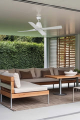 Ventilador de techo sin luz Faro Typhoon motor DC blanco mate IP44 Ø127cm 4 pala — ambiente