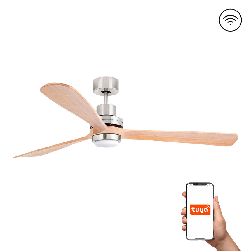 Ventilador de techo con luz Faro Lantau XL LED pino 3 palas motor DC 3000K Ø168cm 33505DCWT