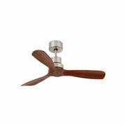 Ventilador de techo sin luz Faro Mini motor DC palas de madera nogal Ø107cm 3 palas 33508DC