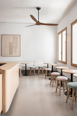 Ventilador de techo sin luz Faro Morea motor DC palas de madera nogal oscuro Ø152cm 3 palas 33511WT