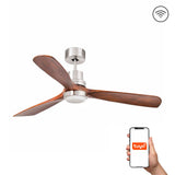 Ventilador de techo con luz Faro Lantau L LED nogal 3 palas motor DC 3000K Ø132cm 33518DCWT