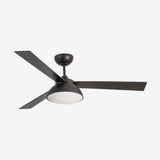 Faro Rodas Ventilador con luz cuerpo de acero y palas de plywood difusor de cristal