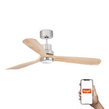 Ventilador de techo con luz Faro Lantau L LED pino 3 palas motor DC 3000K Ø132cm 33560DCWT