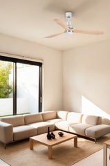 Ventilador de techo con luz Faro Lantau L LED pino 3 palas motor DC 3000K Ø132cm 33560DCWT