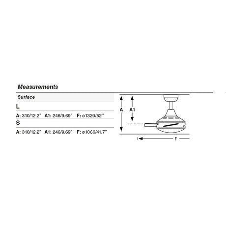 Medidas y dimensiones Faro Mini motor DC blanco mate Ø106 33603DC (cm)