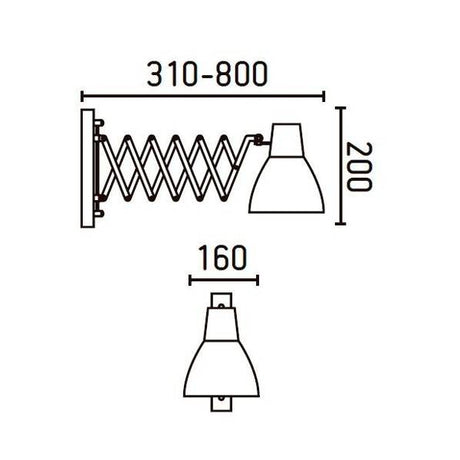 Faro Petra 40062 Flexo extensible de aspecto clásico fabricado en metal