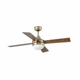 Faro Mini Icaria Ventilador con luz Cuerpo de acero y aluminio palas de plywood, cristal opal