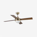 Faro Mini Icaria Ventilador con luz Cuerpo de acero y aluminio palas de plywood, cristal opal