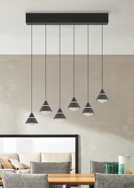 Lámpara de techo colgante Trio Romeo LED negro mate 200cm 337010632