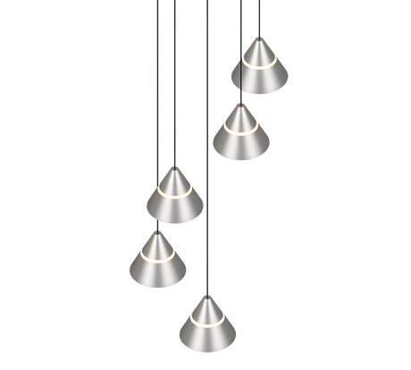 Lámpara de techo colgante Trio Romeo LED níquel mate 200cm 337030507