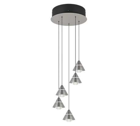 Lámpara de techo colgante Trio Romeo LED níquel mate 200cm 337030507