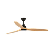 Ventilador de techo con luz Faro Alo motor DC palas de madera LED pino 2700-6500K CCT Ø152cm 3 palas 33719DC