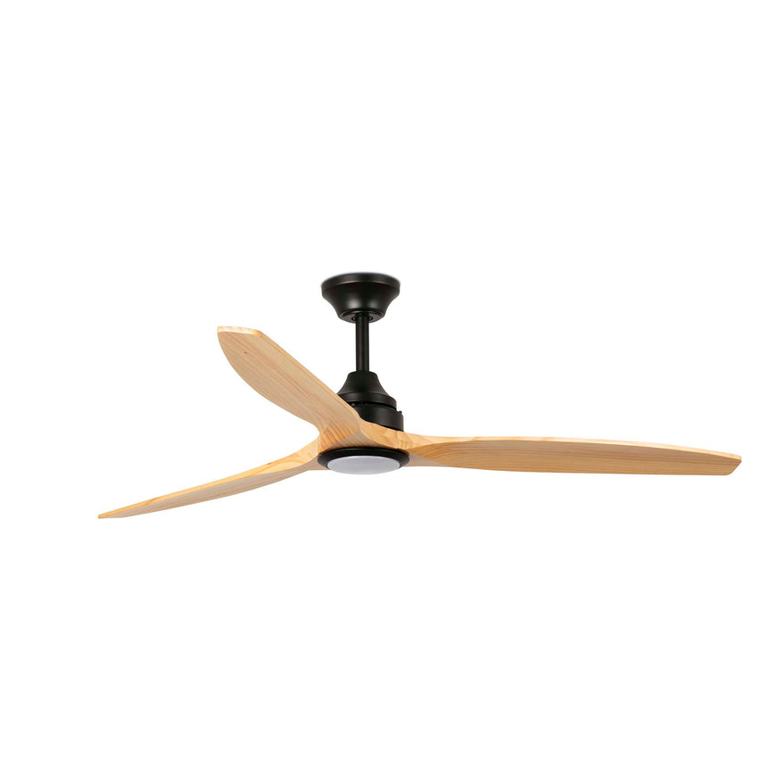 Ventilador de techo con luz Faro Alo motor DC palas de madera LED pino 2700-6500K CCT Ø152cm 3 palas 33719DC