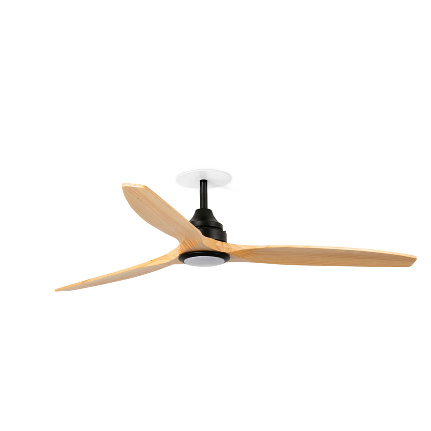 Ventilador de techo con luz Faro Alo Recessed L LED pino 3 palas motor DC 2700-4000K Ø152cm 33719DCSR