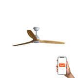 Ventilador de techo con luz Faro Alo motor DC palas de madera LED pino 2700-6500K 33727DCWT