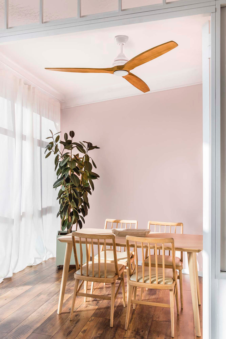 Ventilador de techo con luz Faro Alo motor DC palas de madera LED pino 2700-6500K CCT 33727DC