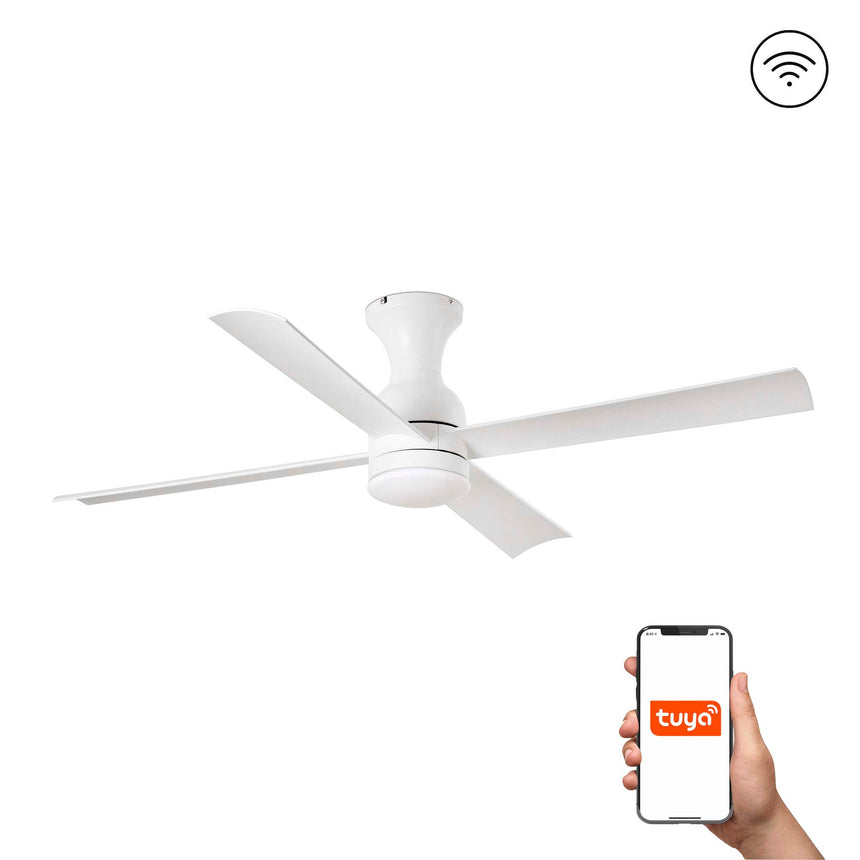 Ventilador de techo con luz Faro Fraser M LED blanco mate 3 palas motor DC 3000K Ø120cm 33756WT