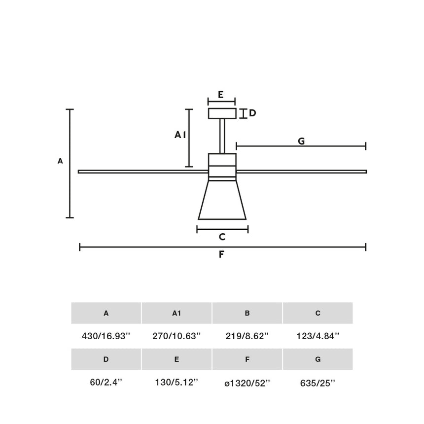 Faro AMELIA L CONE LED Ventilador negro 33761-23