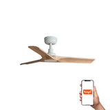 Ventilador de techo sin luz Faro Heywood motor DC palas de madera pino Ø90cm 3 palas 33805WT