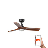 Ventilador de techo con luz Faro Heywood S LED nogal oscuro 3 palas motor DC 2700-6000K Ø90cm 33806WT-1TW