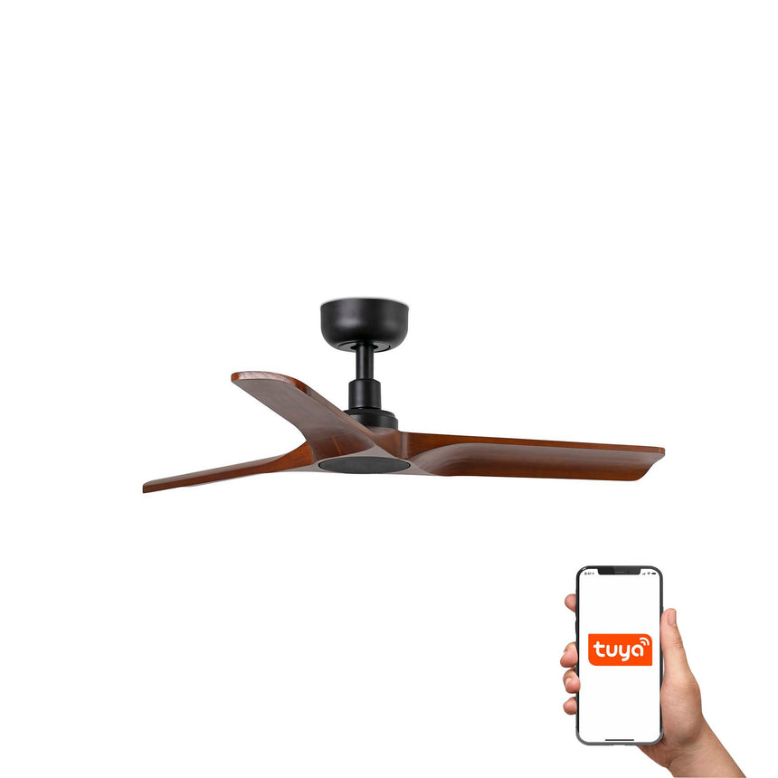 Ventilador de techo Faro Heywood S nogal oscuro 3 palas motor DC Ø90cm 33806WT