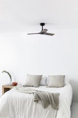Ventilador de techo sin luz Faro Heywood motor DC palas de madera nogal oscuro Ø — ambiente